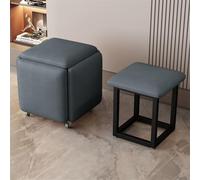 Siège cube 5 en 1 avec roulettes pivotantes, tabourets empilables, repose-pieds gigogne, fauteuil roulant, gris foncé, tissu technique, idéal pour le salon ou la chambre à coucher