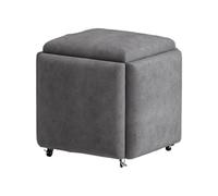 Siège cube multifonction 5 en 1 avec roulettes pivotantes et siège rembourré Gris foncé Tissu technique Tabouret de canapé pour salon