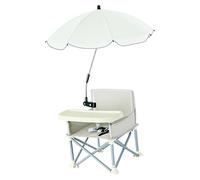 Siège d'appoint portable pour les tout-petits - chaise haute pliante avec ceintures de sécurité et table de voyage légère avec parapluie, adaptée à l'intérieur et à l'extérieur de 6 à 36 mois
