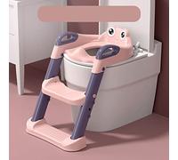 Siège d'apprentissage de la propreté pour bébé, siège de toilette pliable pour tout-petits avec escabeau, échelle, siège de pot pour enfants avec conception antidérapante pour (Rose)