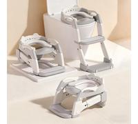 Siège d'apprentissage de la propreté, siège de toilette amélioré pour enfants, garçons et filles, toilettes d'apprentissage de la propreté 3 en 1 avec marchepied, échelle, antidérapant pliable (gris +