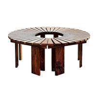 Siège d'arbre semi-circulaire enroulé autour des bancs de jardin, support pour plantes résistant aux intempéries, banc à lattes décoratif de parc pour porche et arrière-cour(Wood Color,Half Round)