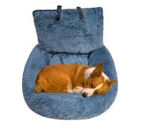 Siège d'auto pour chien en coton - Lit de transport amovible en peluche, coussin rehausseur lavable, berceau de voyage doux, sangle de sécurité sécurisée, conception de laisse réglable | Fournit un co