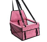 Siège d'auto pour Chien, Sangle et Boucle réglables et Respirantes, rehausseur pour Chien avec Ceinture de sécurité, siège d'auto pour Animaux de Compagnie, Poche Avant zippée (Rose)