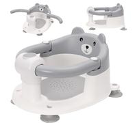 Siege de Bain pour Bebe 6-24 Mois, Chaise de Bain pour Bébé avec 4 Ventouses Puissantes, Dossier Ergonomique et Verrou de Sécurité, Antidérapant et Sûr, Cadeau pour Tout-Petits et Nouveau-Nés(Gris)