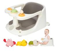 Siège de bain pour bébé à partir de 6 mois - Chaise de bain antidérapante pour bébé avec jouets, carafe à eau, gris