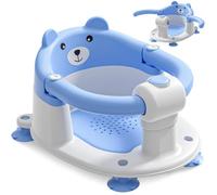 Siège de Bain pour Bébé à Partir de 6 Mois, Siège de Bain Antidérapant pour Bébé avec 4 Ventouses et Coussin, Chaise de Bain,Bleu