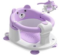 Siège de Bain pour Bébé à Partir de 6 Mois, Siège de Bain Antidérapant pour Bébé avec 4 Ventouses et Coussin, Chaise de Bain,Gris