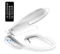 Siège de bidet électrique intelligent - Design chauffant et allongé avec lavage à l'eau chaude, télécommande sans fil et buse autonettoyante | Comprend un couvercle à fermeture douce, une veilleuse
