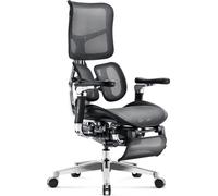 Siège de bureau Diablo Brave V-Kinetic Siège de bureau ergonomique Siège de manager avec repose-pieds Accoudoirs 5D Soutien lombaire en maille Assise réglable avec une capacité de charge jusqu'à 120 k