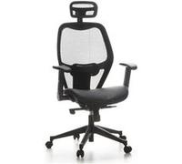 hjh OFFICE 653010 Chaise de Bureau AIR-Port Maille Noir Siège pivotante avec Soutien Lombaire, accoudoirs repliables