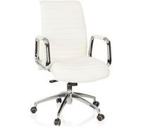 hjh OFFICE 600912 Fauteuil de Direction ASPERA 10 Cuir Blanc/Chrome Fauteuil de Bureau Haut de Gamme, Dossier moyennement Haut