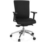 hjh OFFICE 657411 Chaise de Bureau Astra Base Tissu Noir Chaise pivotante Ergonomique avec Soutien Lombaire, accoudoirs réglables