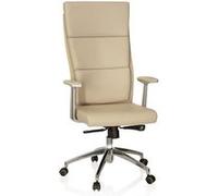 hjh OFFICE 600420 Fauteuil de Direction Monza 20 Cuir Beige Fauteuil de Bureau rembourré, Dossier Haut Ergonomique