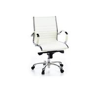 HJH Office Fauteuil de direction Parma 10 Cuir blanc/Chrome Dossier moyennement haut