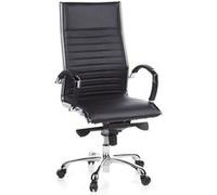 hjh OFFICE 660500 Parma 20 Siège de Bureau/Fauteuil de Direction Cuir Noir Chromé