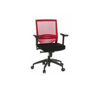 Siège de bureau / Fauteuil de direction PORTO BASE, assise tissu / dossier maille noir / rouge