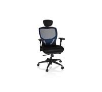 Siège de bureau / Fauteuil de direction VENUS BASE, assise tissu / dossier maille bleu / noir