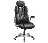 SONGMICS® Chaise de Bureau avec Accoudoirs relevables - simili noir - Hauteur réglable 120-137cm - avec Appui-tête OBG65BK