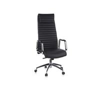 hjh OFFICE 600900 Fauteuil de Direction ASPERA 20 Cuir Nappa Noir/Chrome Chaise de Bureau avec Haut Dossier