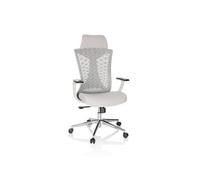 hjh OFFICE Chaise de Bureau FALEO W Fauteuil de Bureau avec Soutien Lombaire et appuie-tête réglable en Hauteur, Tissu Gris 751012