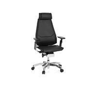 hjh OFFICE Chaise de Bureau Ergonomique GENIDIA Pro Fauteuil de Bureau avec Support Lombaire et accoudoir réglable, Cuir Noir 652852