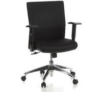hjh OFFICE 653400 Chaise de Bureau, Chaise Bureau à roulettes Laguna Pro Noir en Tissu résistant et Anti-abrasif, siège pivotant avec accoudoirs escamotables, Dossier Ergonomique, piètement Robuste