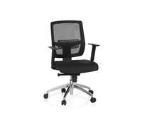 hjh OFFICE 657284 Chaise de Bureau Net 90 Noir, siège pivotant avec accoudoirs, Ergonomique