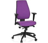 hjh OFFICE 608817 chaise de bureau, chaise bureau à roulettes PRO-TEC 500 gris foncé/mauve, tissu anti-abrasif, siège pivotant avec accoudoirs, usage intensif, dossier ergonomique, réglage profondeur de l'assise