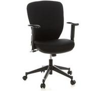 hjh OFFICE 653620 Chaise de Bureau Traffic 20 Tissu Noir Chaise pivotante Ergonomique, rembourrée, accoudoirs réglables