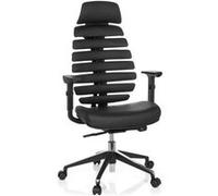 Siège de bureau / siège tournant ERGO LINE PRO II en cuir noir hjh OFFICE Noir G