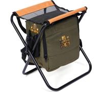 Siège de camping pliable - compartiment avec sac isotherme | Léger et compact | 40x40x40cm | Vert et gris | TRENDYFLAIR