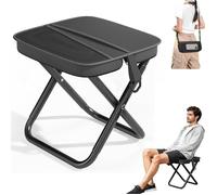 Siège de Camping Portable, Mini Sac Tabouret, Chaise Pliante Camping Haut 120kg de Charge avec Poche LatéRale(Noir)
