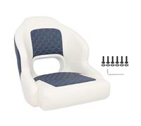 Siège de Capitaine de Yacht, Siège de Bateau en Cuir PVC Résistant à l’Eau et aux Rayures, Mousse à Mémoire de Forme avec Dossier, Siège Bicolore pour Ponton et Croisière