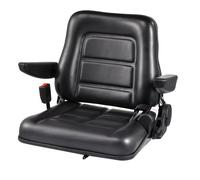 Siège de chariot élévateur pliable universel de rechange pour tracteur, en PVC noir, avec dossier réglable à 180°, accoudoirs, ceinture et poignée de poussée, compatible avec la plupart