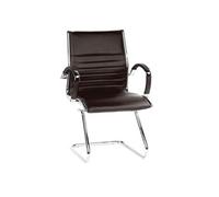 hjh OFFICE 660525 Chaise de conférence Parma V Cuir Brun/Chrome Chaise à piétement Luge avec accoudoirs