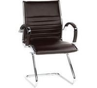 hjh OFFICE 660525 Chaise de conférence Parma V Cuir Brun/Chrome Chaise à piétement Luge avec accoudoirs