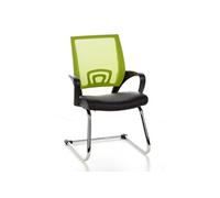 hjh OFFICE 650440 Chaise à piétement Luge Visto Net V Similicuir Noir/Vert Chaise Visiteur à Dossier résille