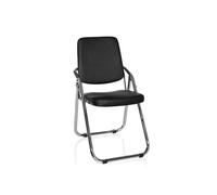 hjh OFFICE 706300 Chaise de conférence, Chaise Visiteur Pliable ESTO Noir en Simili-Cuir, mécanisme de Pliage économise la Place, Dossier et Assise rembourré, Facile d'entretien