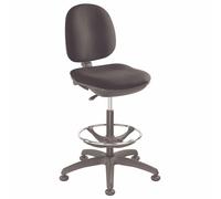 Siège de dessinateur Work Up en Tissu Noir Hauteur réglable - Dossier réglable Repose-Pieds chromé