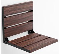 Siège de douche mural pliable en bois de teck, banc de bain durable, conforme à la norme ADA, tabouret de salle de bain robuste et peu encombrant, pliable facilement, fait à la main (teck foncé