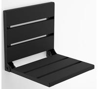 Siège de douche mural pliable en bois de teck, banc de bain durable, conforme à la norme ADA, tabouret de salle de bain robuste et peu encombrant, pliable facilement, fait à la main (noir, taille L)