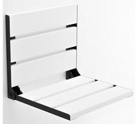 Siège de douche pliant à fixer au mur en bois de teck, banc de bain durable conforme à l'ADA, tabouret de salle de bain robuste et peu encombrant, chaise compacte pliable à monter facilement (Blanc