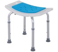 HOMCOM Tabouret de Douche Siège de Douche réglable en Hauteur Ergonomique Pieds antidérapants Charge Max. 136 Kg alu HDPE Blanc Bleu