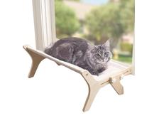 Siège de fenêtre de chat - fenêtre pour les chats | Stockage de sécurité stable à double étape avec cadre en bois, couvercle lavable à la machine | Lieu de repos pours animaux de compagnie confortable