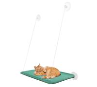 Siège de fenêtre pour chats, perchoir de fenêtre robuste, confortable et doux, idéal pour dormir et faire la sieste, 36 x 21,5 x 7,5 cm, couleur crème et vert