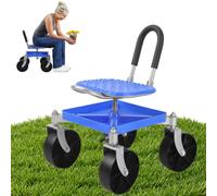Siège de jardin à roulettes réglable en hauteur, pivotant à 360° avec roulettes et plateau à outils, siège de jardin mobile jusqu'à 150 kg, siège roulant pour jardinage et désherbage pour personnes