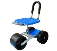 Siège de jardin avec roulettes, tabouret de jardin pivotant à 360° et hauteur réglable avec roulettes, siège roulant robuste avec dossier pliable et panier rangement pour terrasse, cour, jardinage