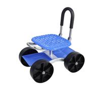 Siège de jardin réglable à roulettes - Tabouret de jardinage pivotant à 360° et plateau à outils - Siège de travail en plein air robuste pour désherbage, plantation, terrasse et cour - Chariot de