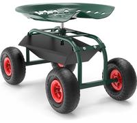 Siège de jardin sur larges roues Charge 150kg max. Chariot coulissant Jardinage Repose-genoux Outil